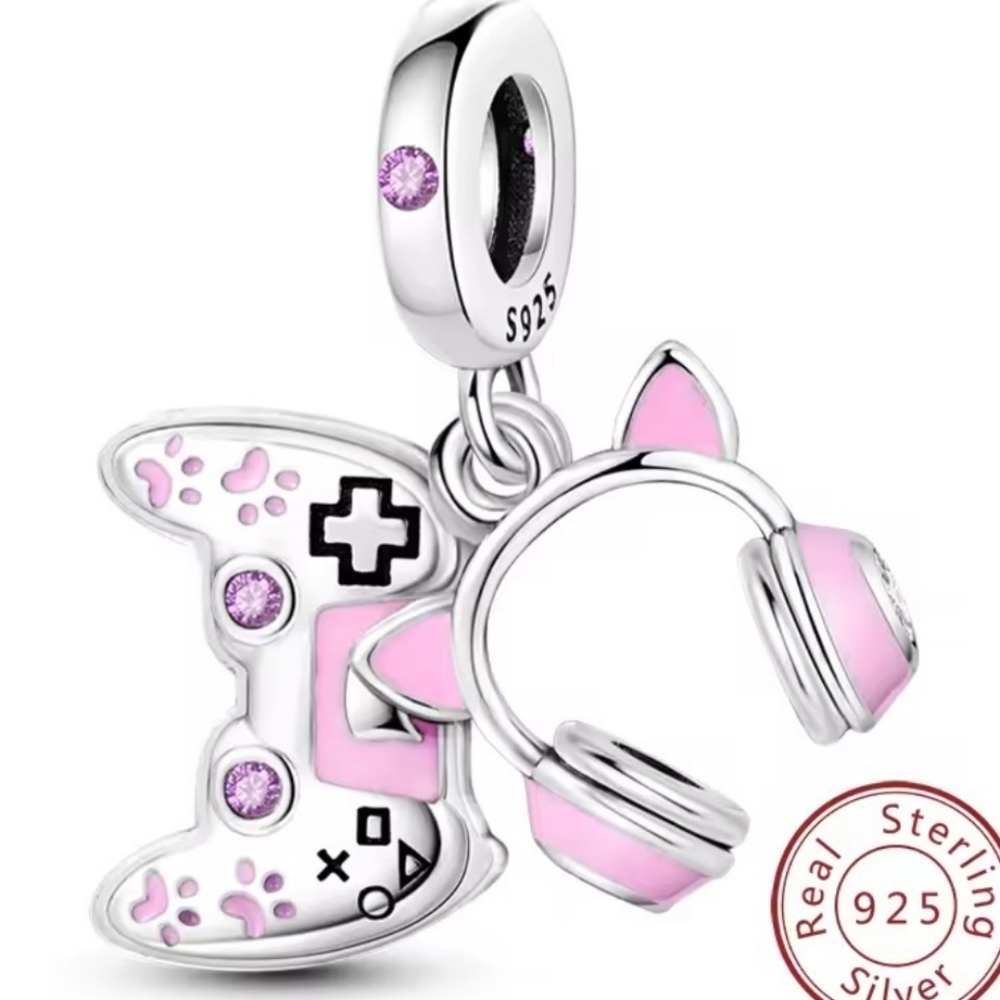 Sterling Silver Game Controller and Headset Charm